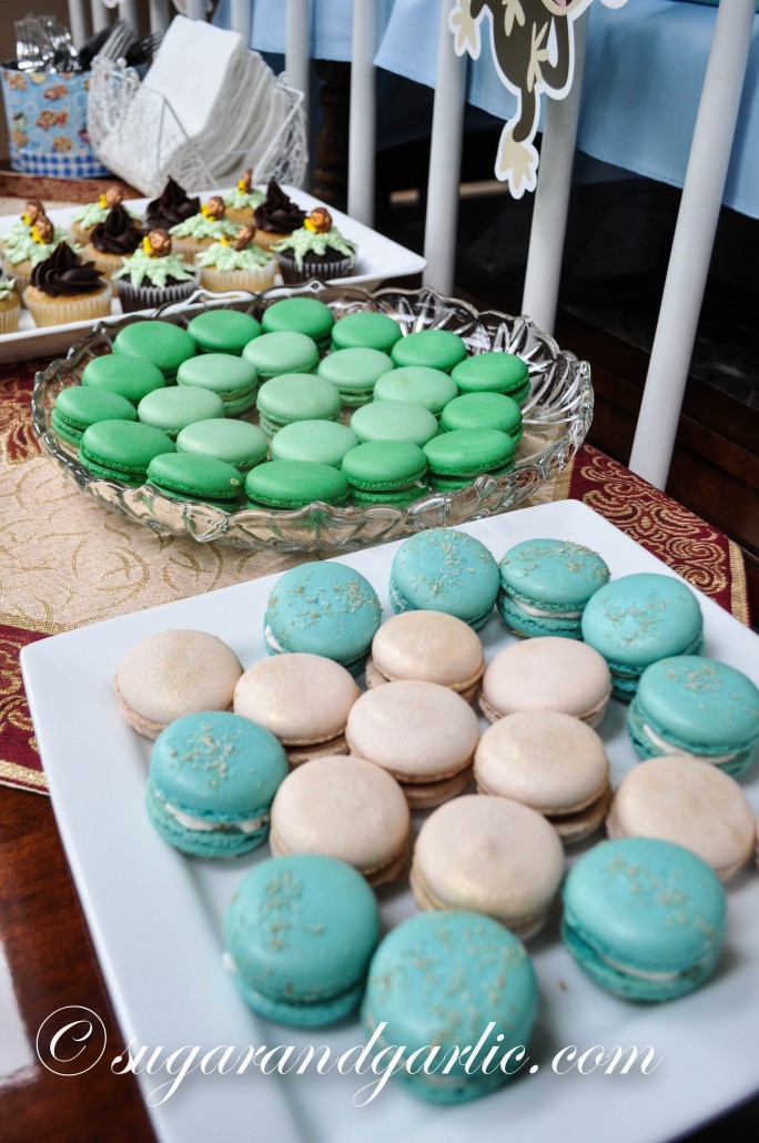 blue and green macarons 