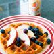 waffles with peach syrup