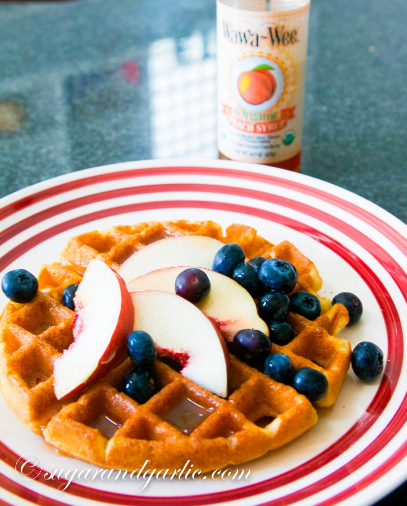 waffles with peach syrup