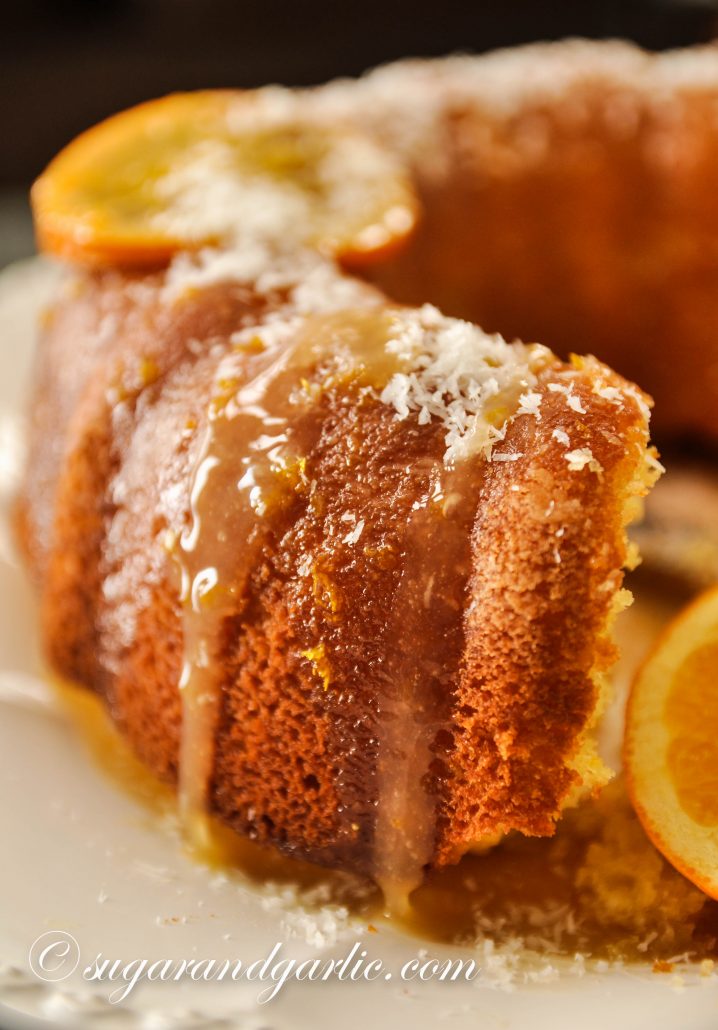 orange coconut cake with glaze