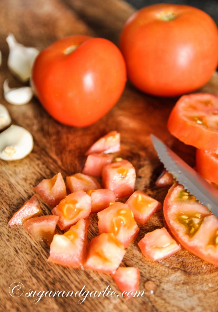 juicy tomatoes and garlic
