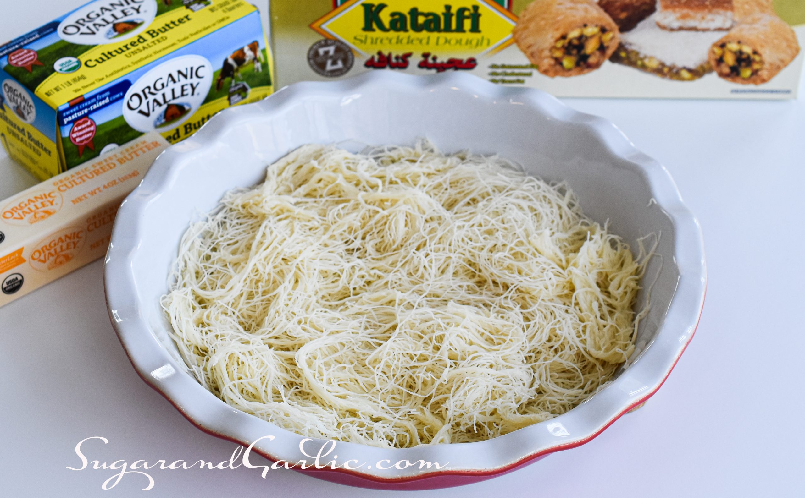 kunafah dough in pan