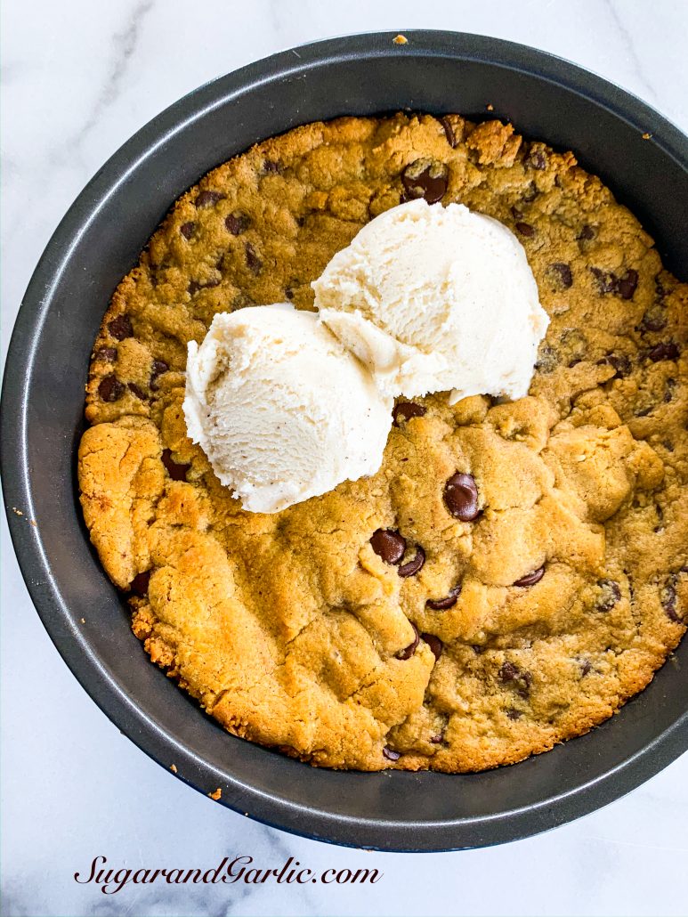 cookie in pan with ice cream
